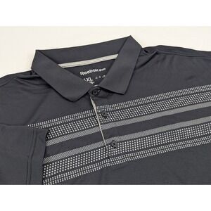 Reebok Performance‎ Golf Polo Mens 4XL Big Tall Black Gray Dot Stripe Stretch